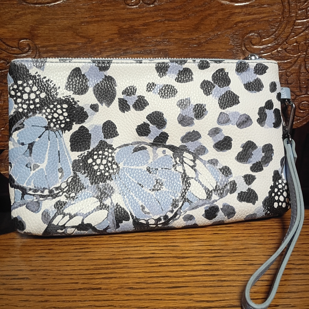 Charming Charlie Black and Blue Patterned Women's Clutch